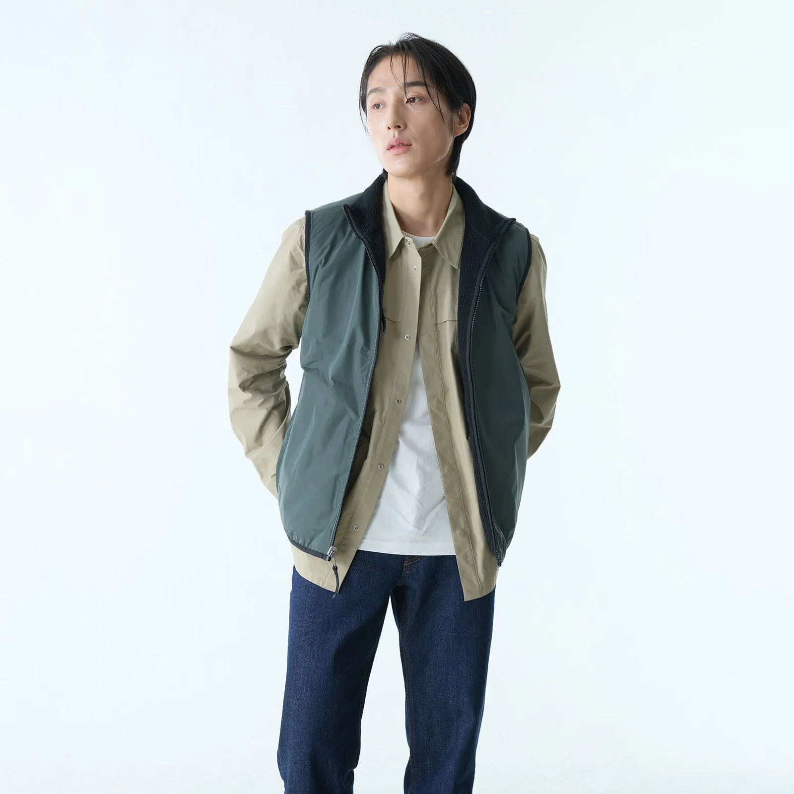 男裝 雙面穿 T-KIT 搖粒絨 AIW24MFLE007NOI