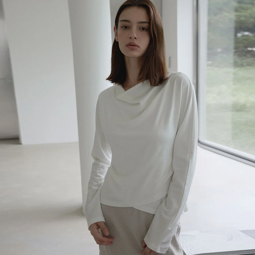 Drape ponte top - Ivory