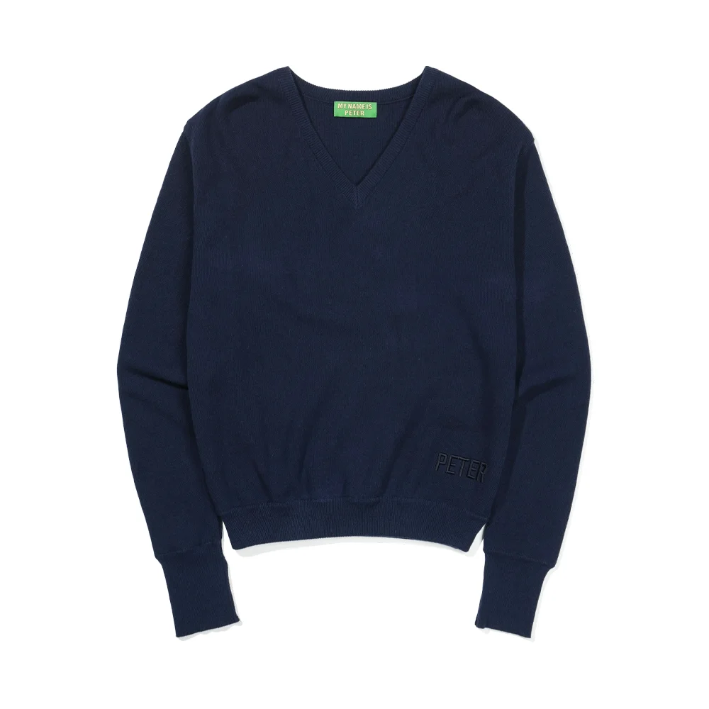 (W) PETER V-NECK KNIT - NAVY