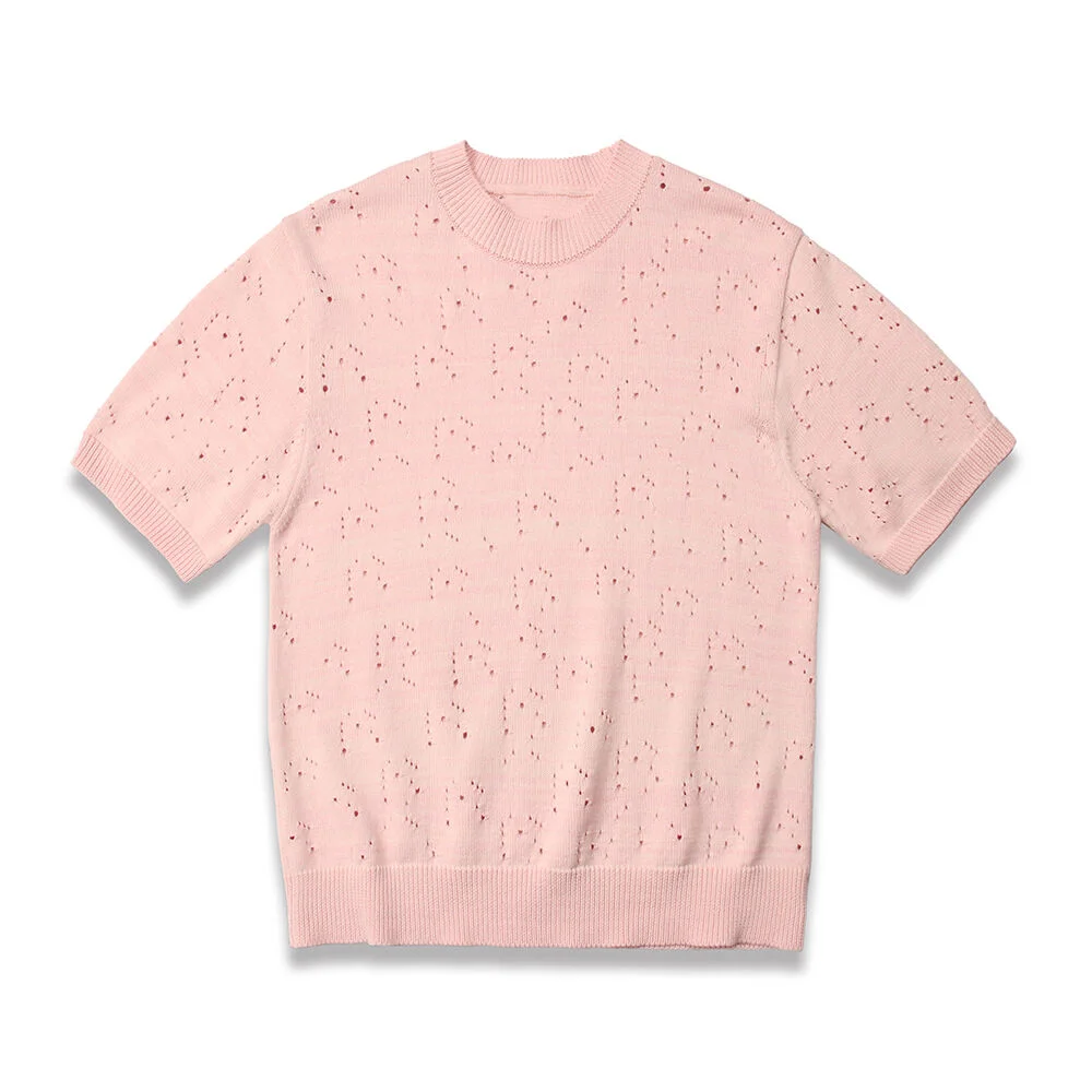 別緻 衣袖 沖孔 針織衫 PINK
