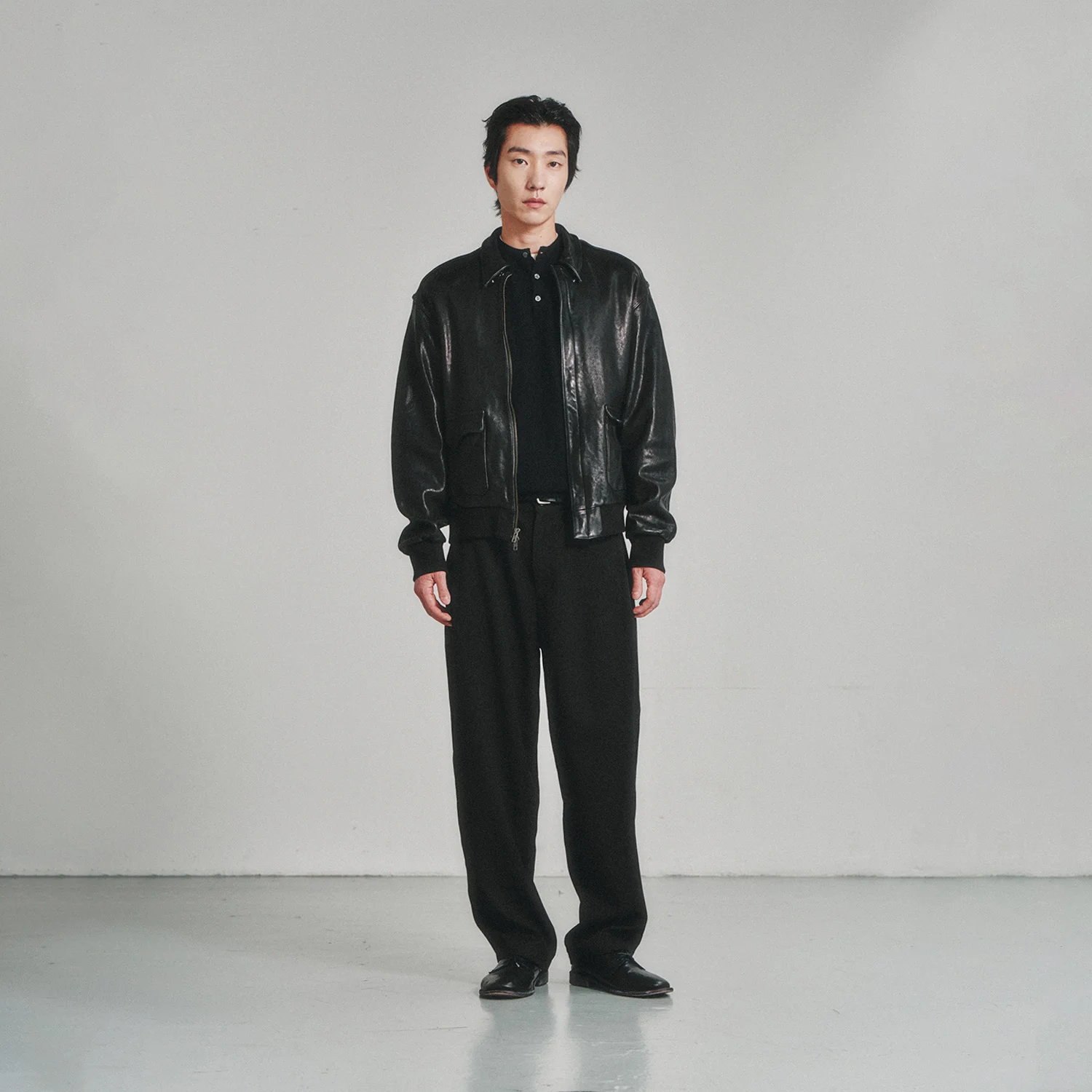 Washed Lambskin Leather A2 Jacket_Black