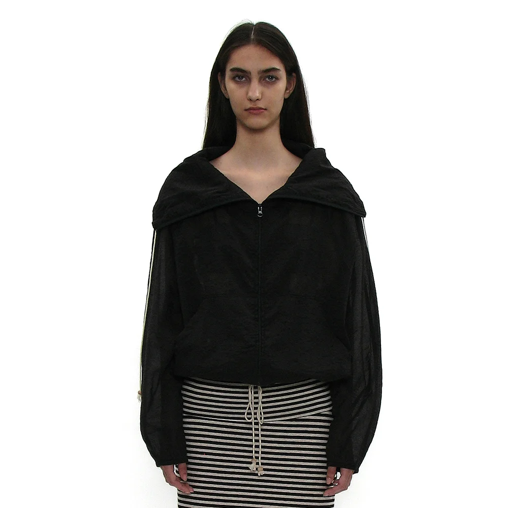 SHEER HIGH-NECK ZIP-UP JACKET_BLACK