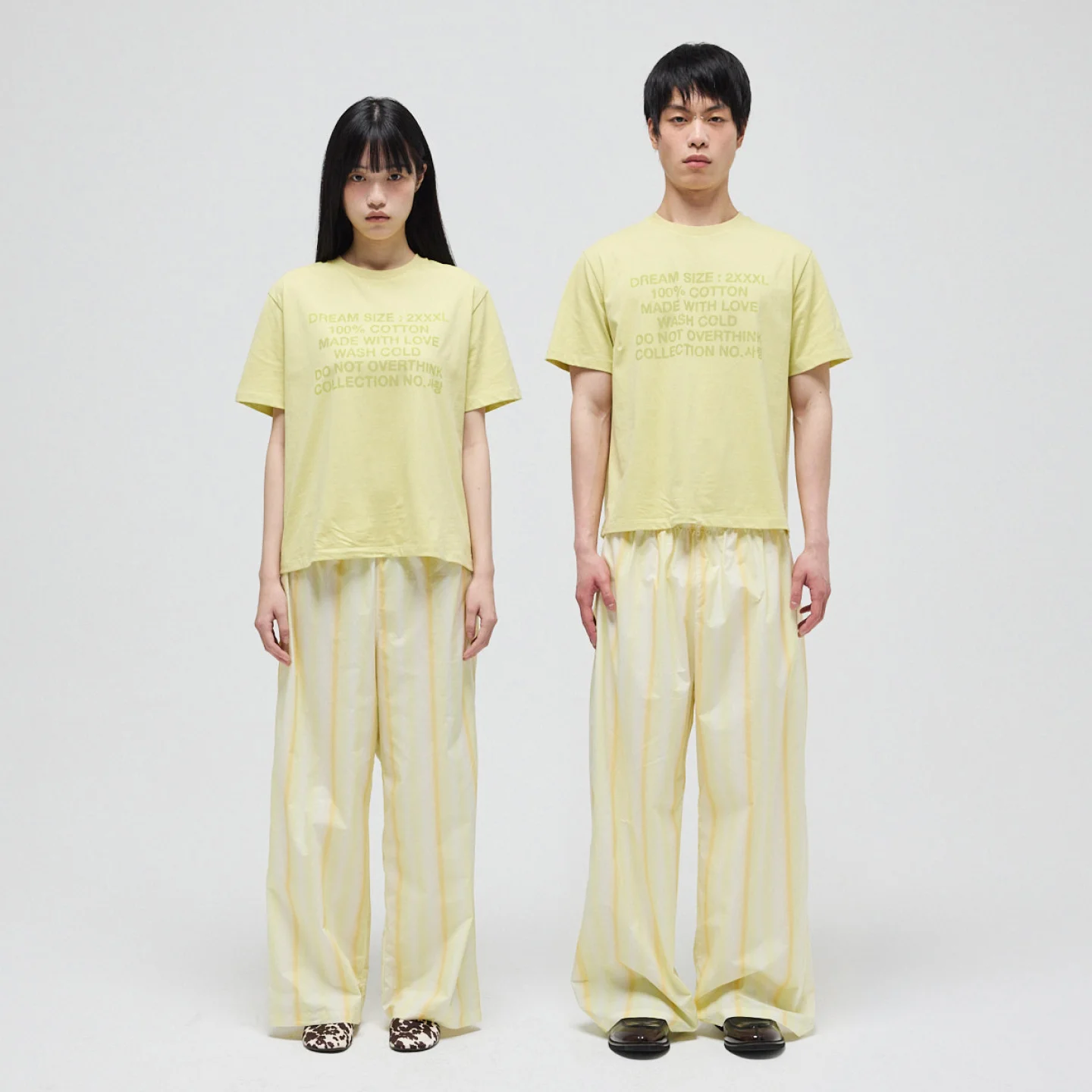 居家外出 純棉 褲子_黃色 多色 條紋 3Sizes