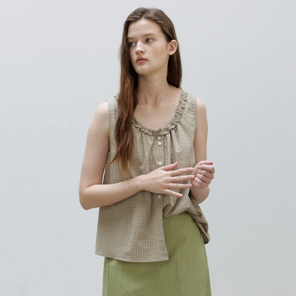 mini frill blouse - beige