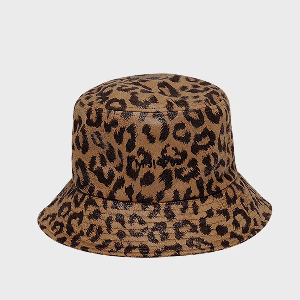 BIG WAVE leopard BUCKET HAT toffee