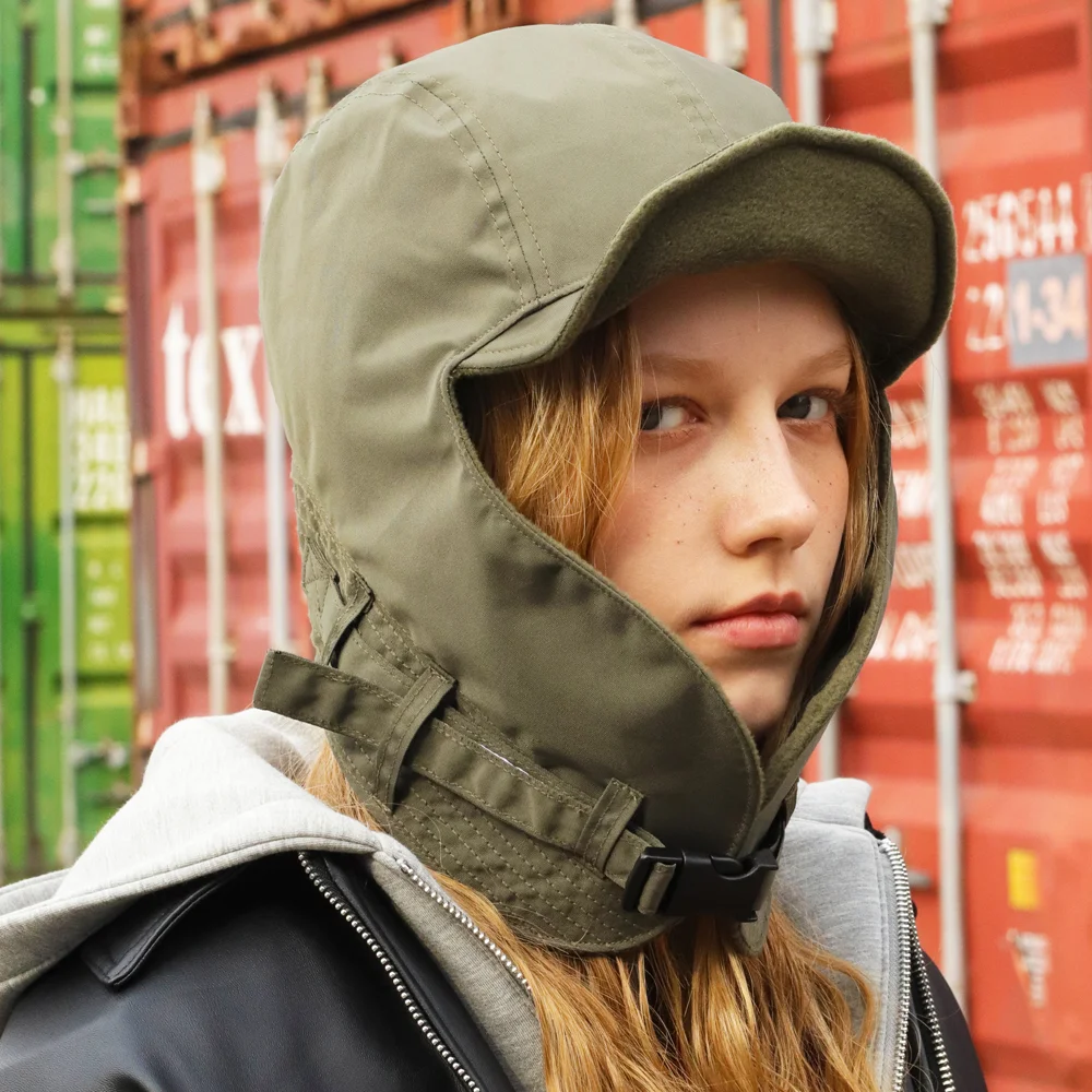 N.25 F/W REVERSIBLE SATIN KHAKI TROOPER HAT