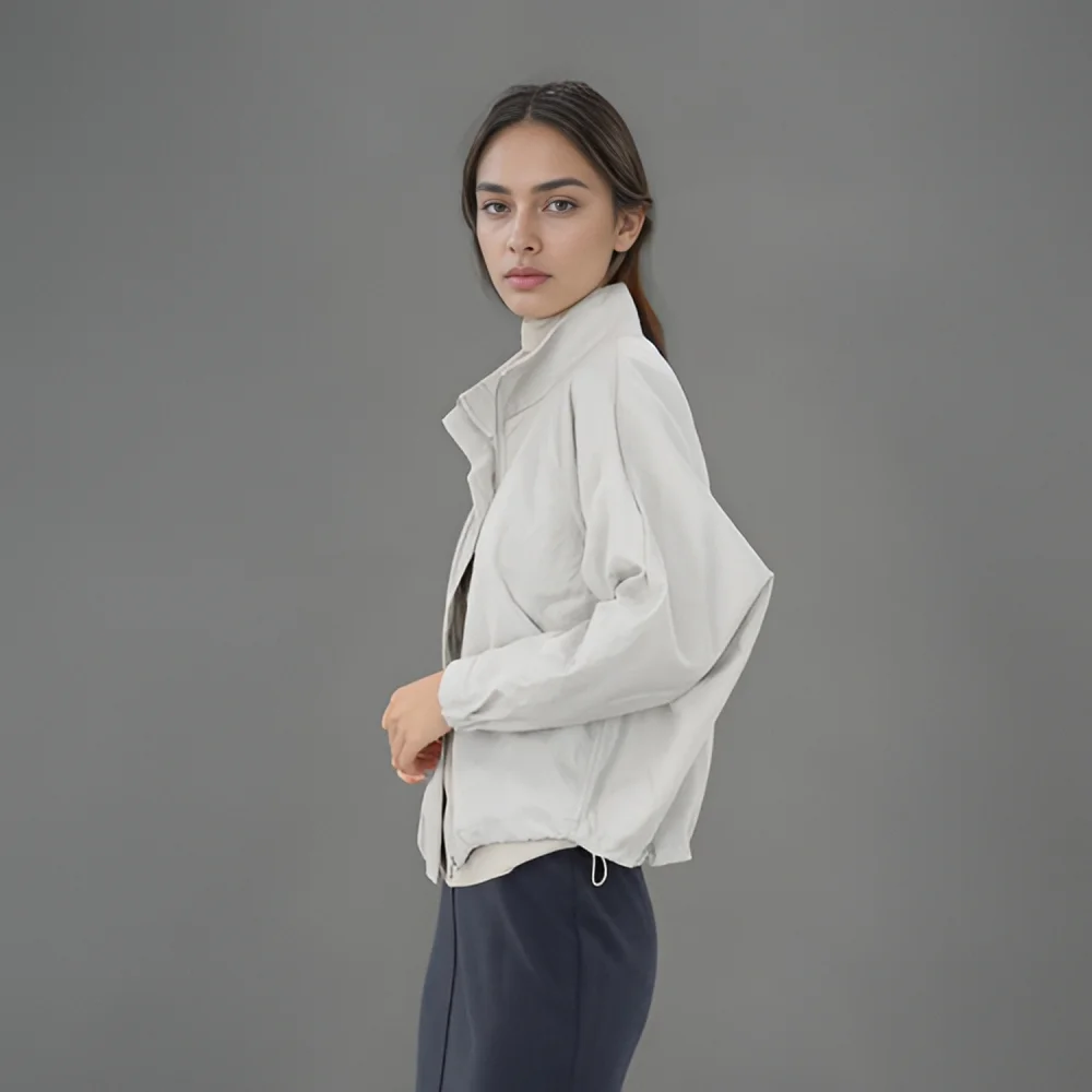 High Neck Zip up Jumper _L.Grey