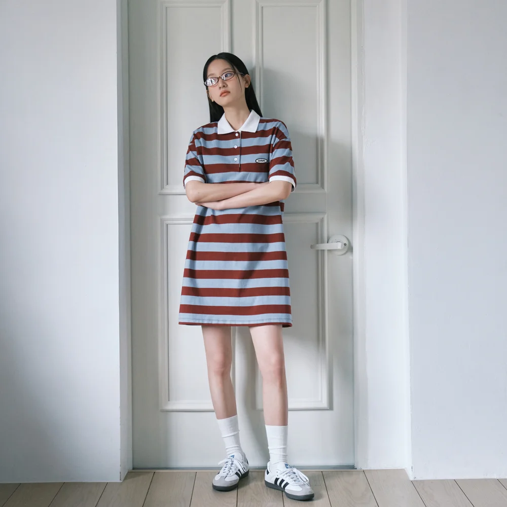 WMM WAPPEN STRIPE COLLAR DRESS_WINE