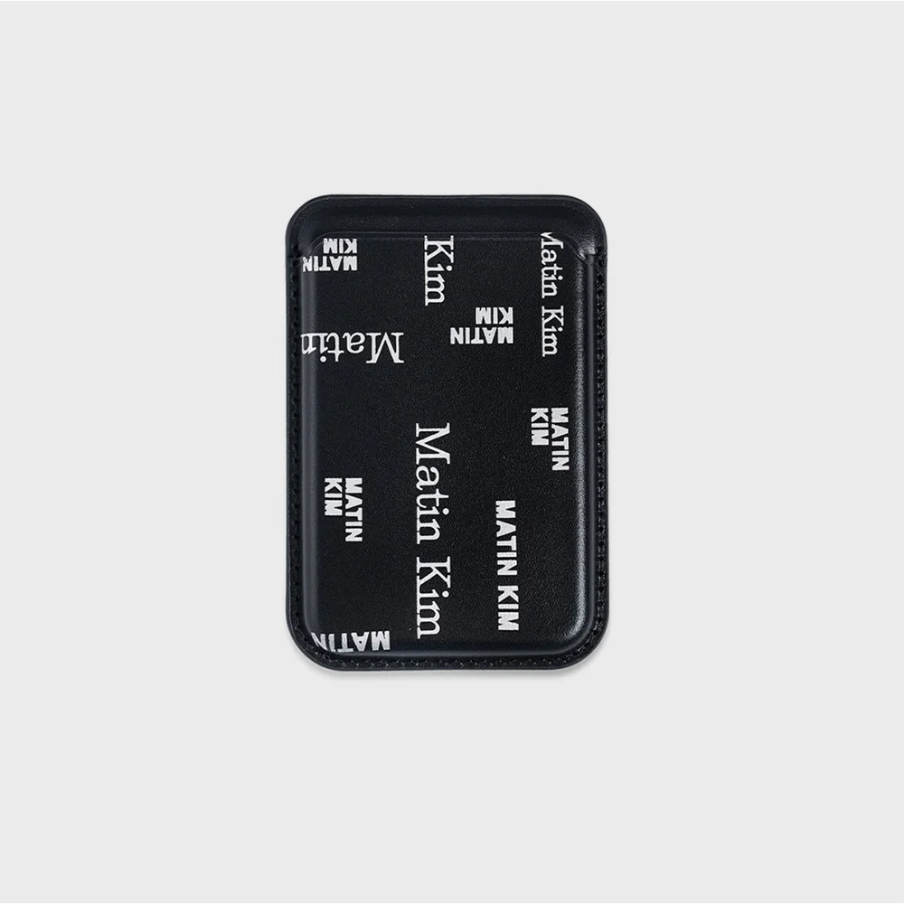 MATIN ALL-OVER LOGO MAGNETIC CARD WALLET IN BLACK