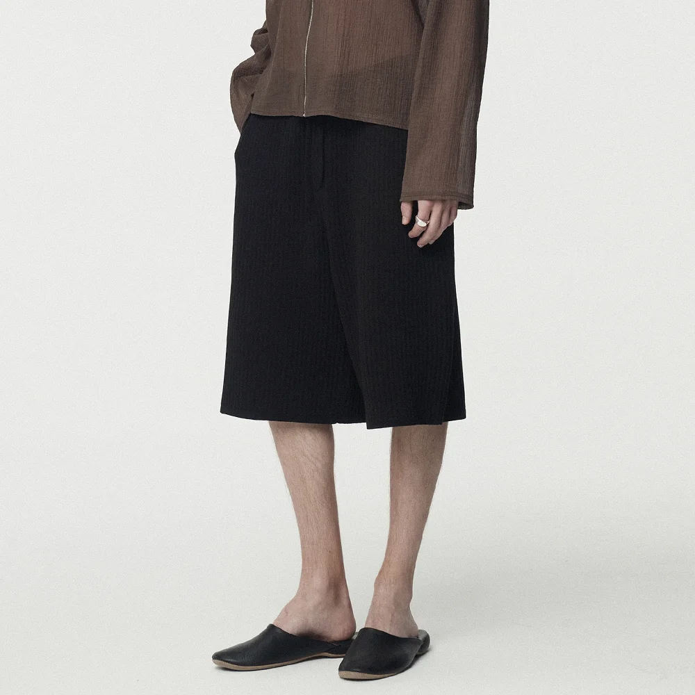 Fine Cotton Bermuda Pants_Black