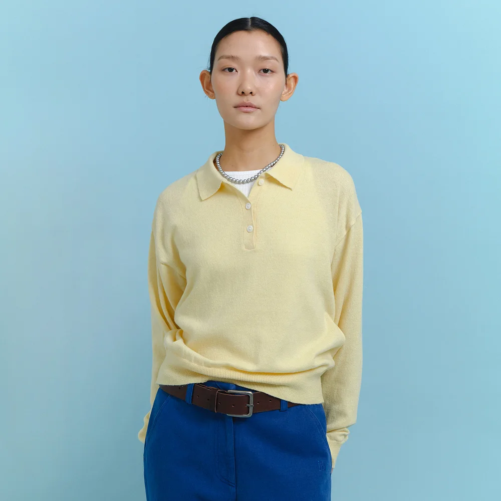 Furring collar knit Yellow