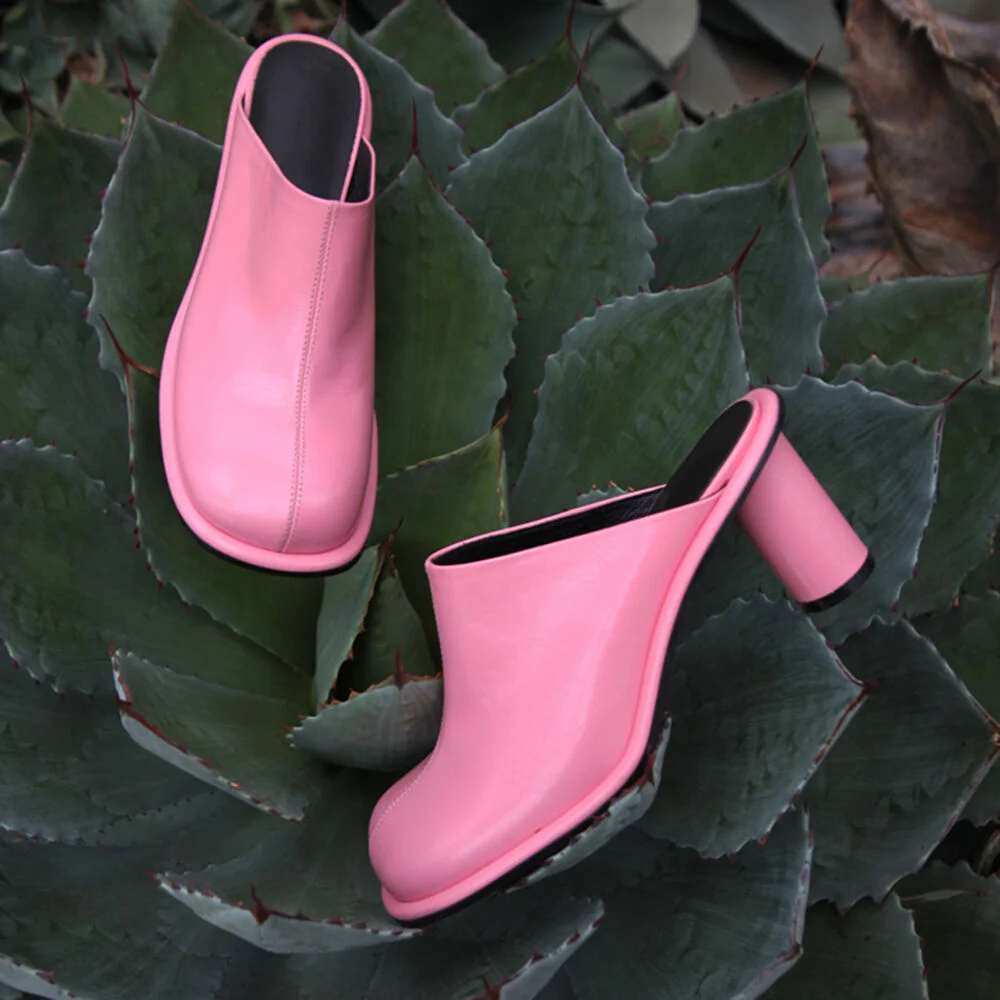 Julie Mules Leather Pink