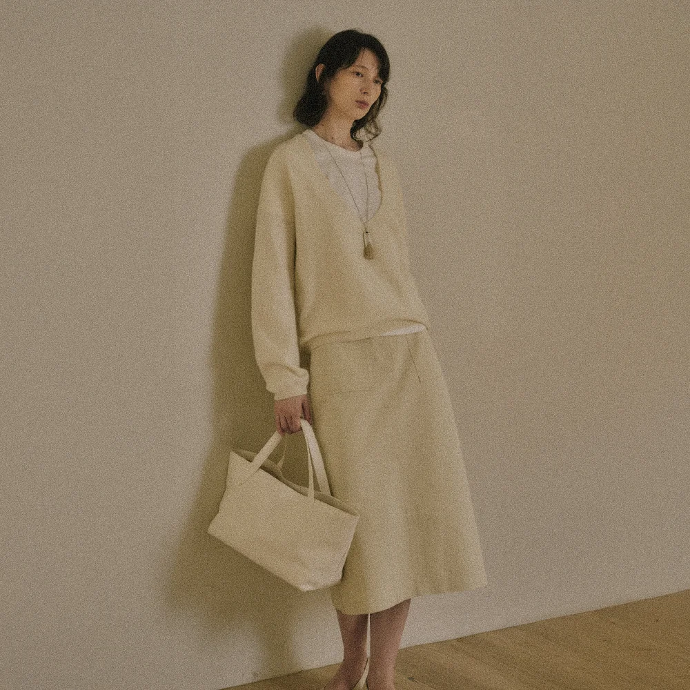 WELDEN WASHED COTTON POCKET SKIRT_CREAM