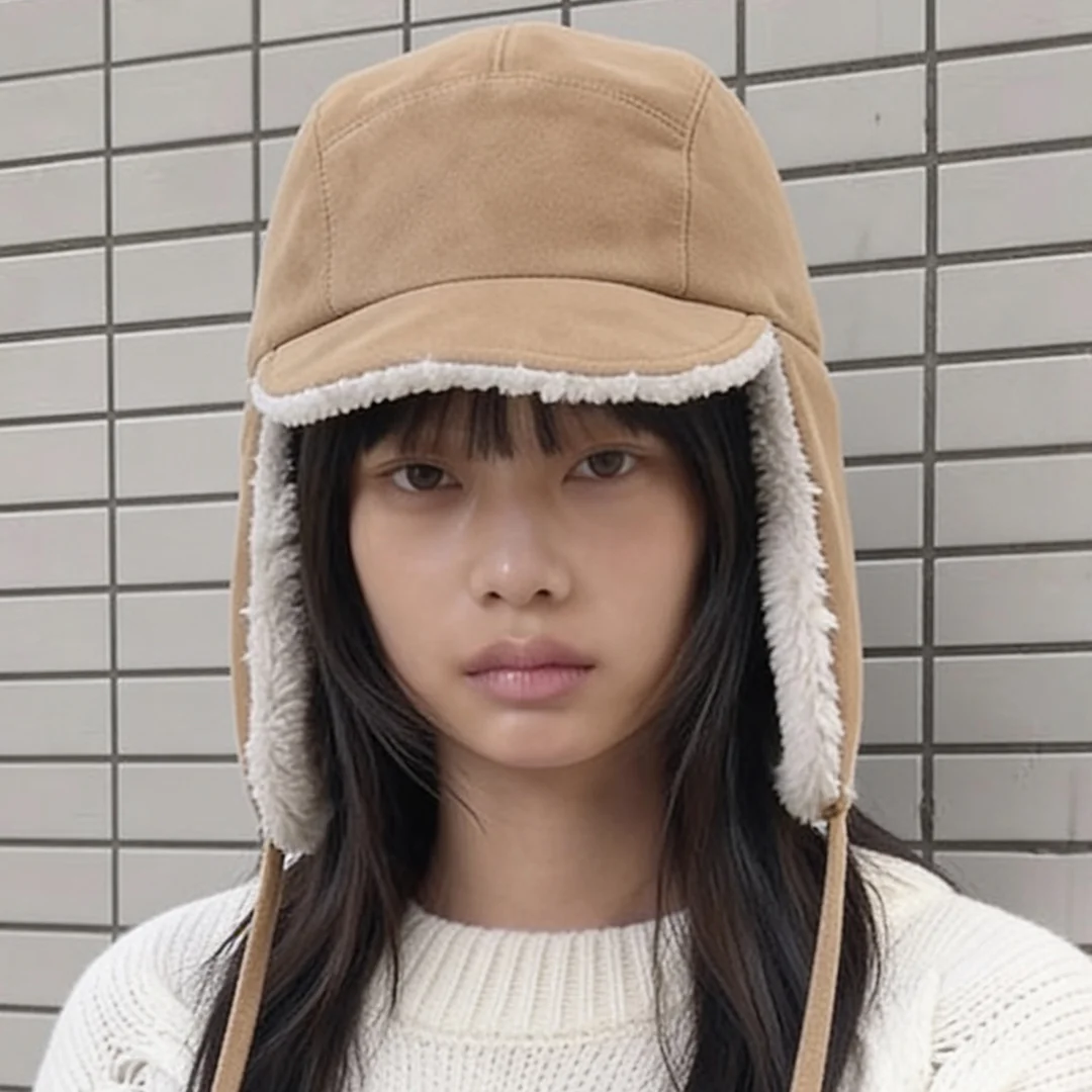 毛絨 雙面穿 護耳翻蓋 冬季 雙面 獵人帽 帽 TRAPPER HAT / REVERSE FUR / FLANNEL BEIGE
