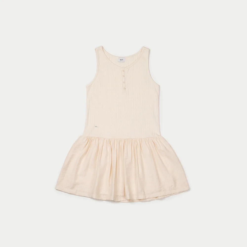 Layered shirring dress_vinilla