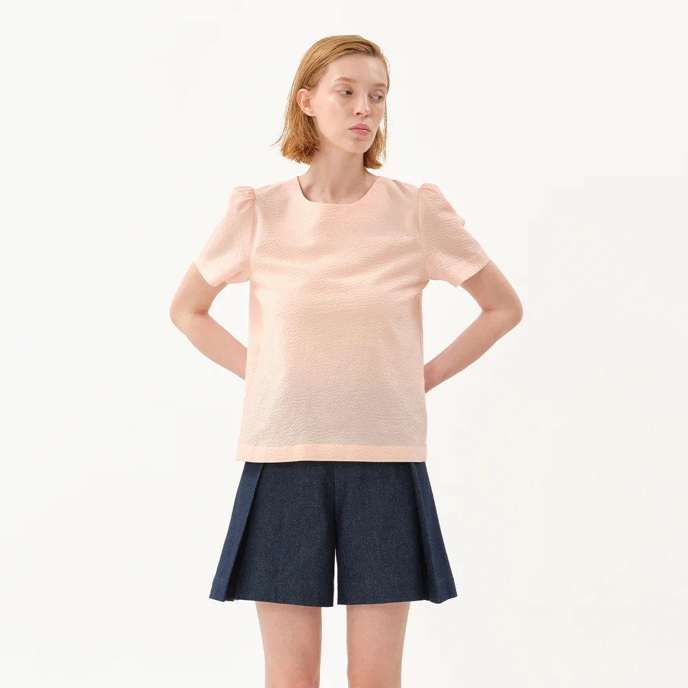 seersucker blouse_apricot