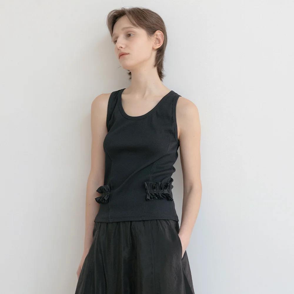 Frill Sleeveless (Black)_荷葉邊無袖