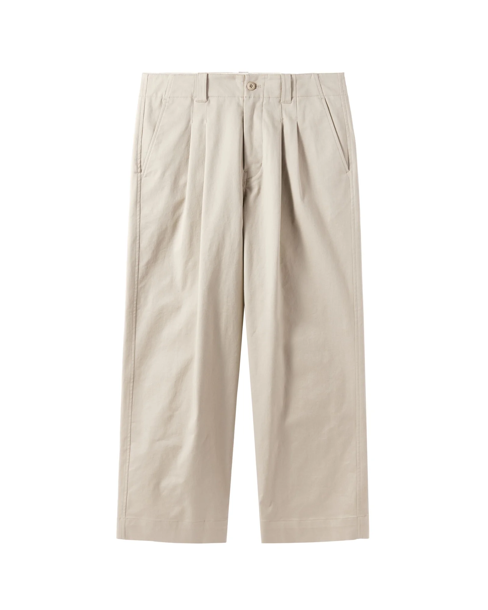 TWO TUCK WIDE TROUSERS - BEIGE (P241MPT502)