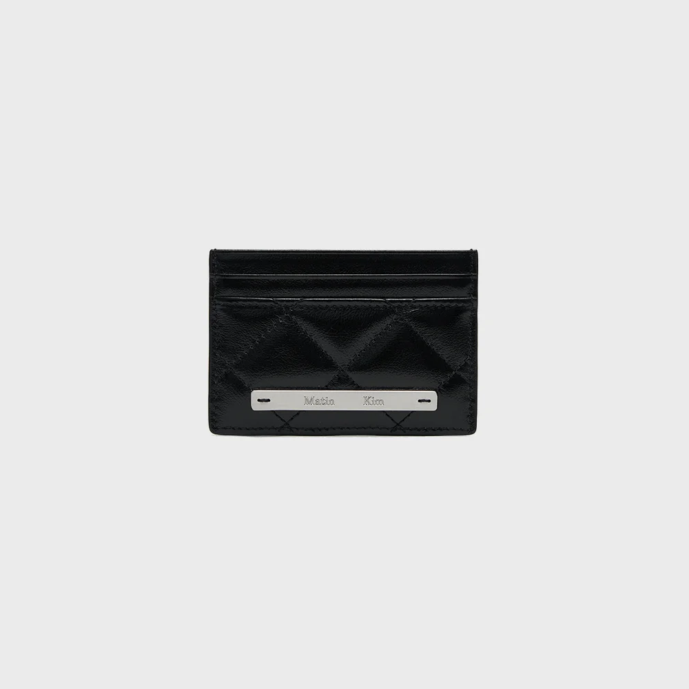 PUFF QUILT CARD WALLET IN BLACK