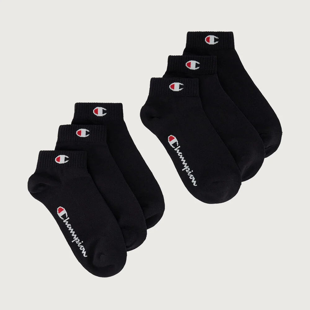 C標誌 四分之一長度 襪 6PACK Black