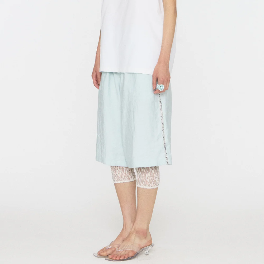 LACE LAYERED LEGGINGS - WHITE