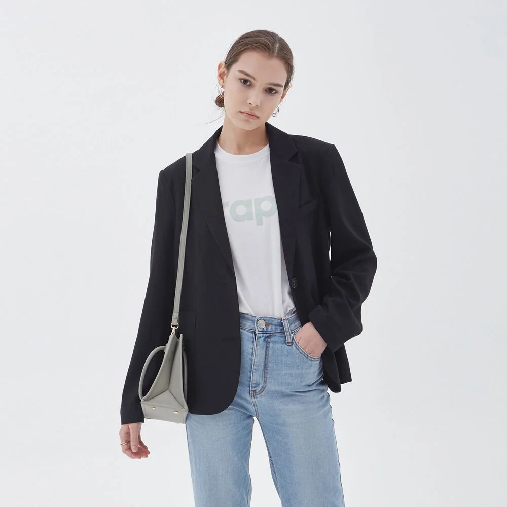 TWO BUTTON BLAZER JACKET_BLACK