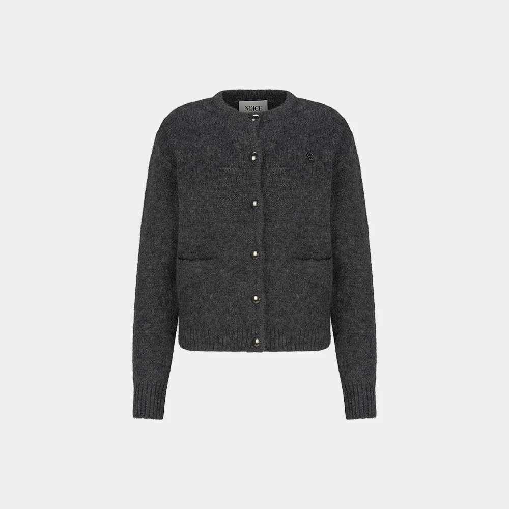 (M) MOHAIR KNIT CARDIGAN - GRAY