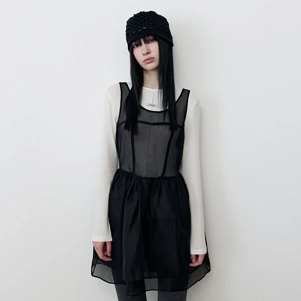 ORGANZA RIBBON MINI ONEPIECE BLACK