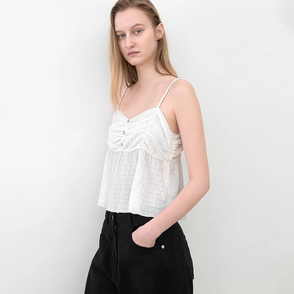 VOLUME SHIRRING BUSTIER TOP (BL-4423)