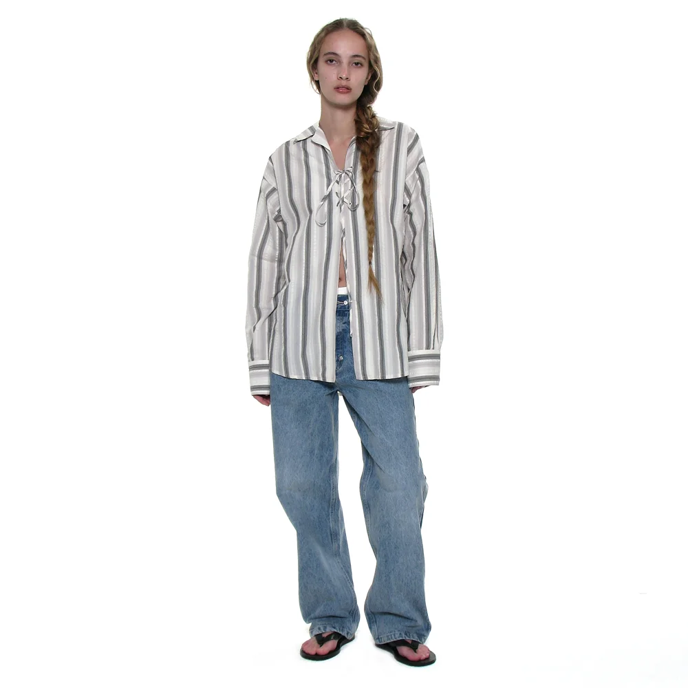 LACE-UP OVER SHIRT_GREY