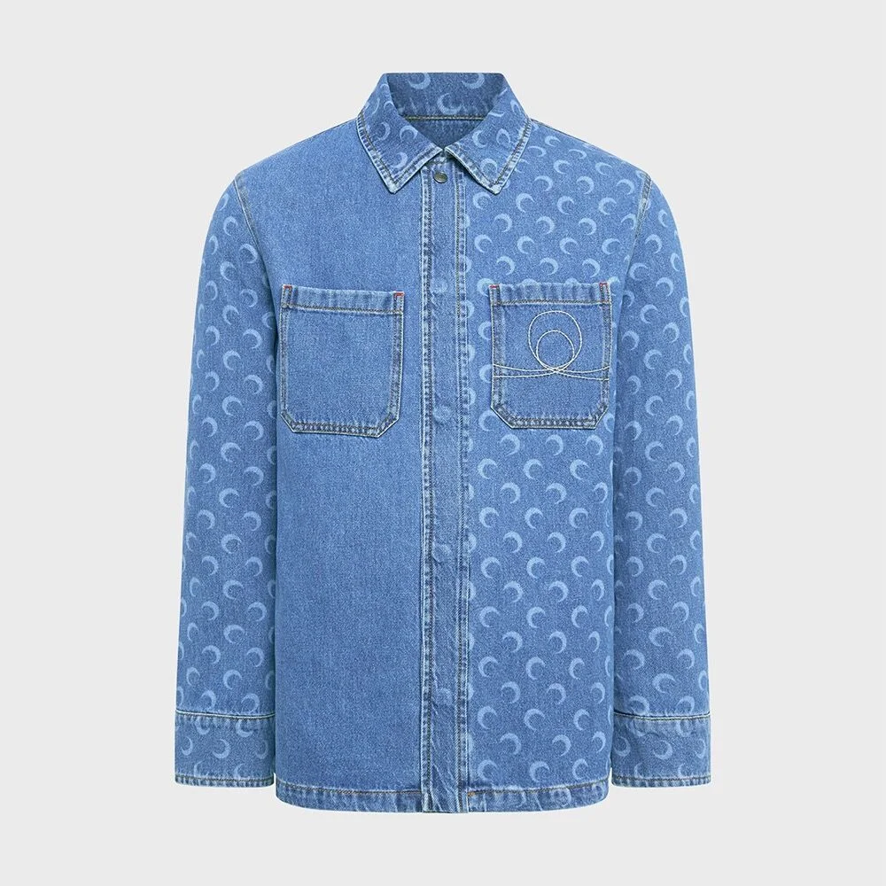 (M) 激光 牛仔 外搭襯衫 淺 藍色 MOON LASER DENIM OVERSHIRT LIGHT BLUE