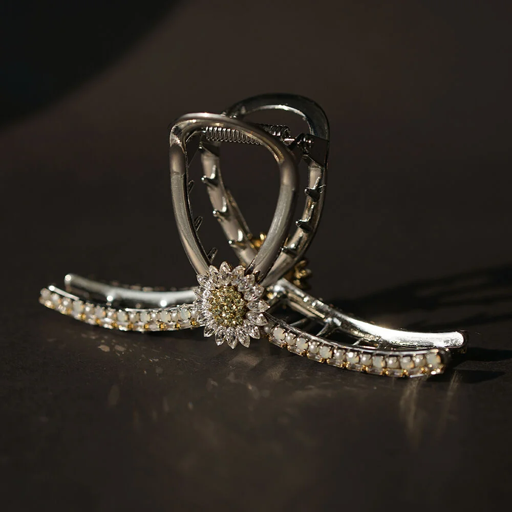 Sunflower Crystal Metal Hair Clip