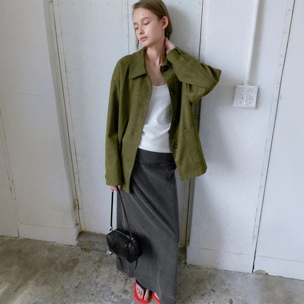 (JK-3075)SUEDE SET-UP CLASSIC HALF JACKET