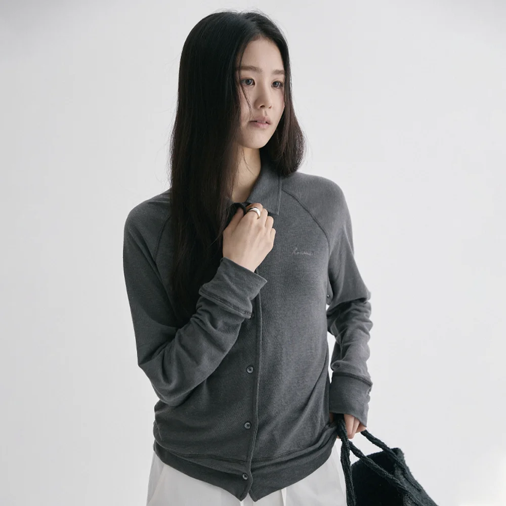 YOUNE KARA BUTTON CARDIGAN (CHARCOAL)