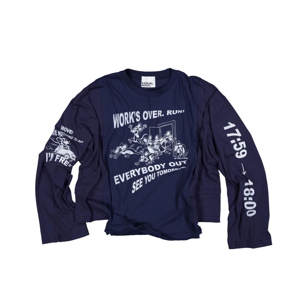 WORKS OVER LAYERED TEE-PURPLE+NAVY