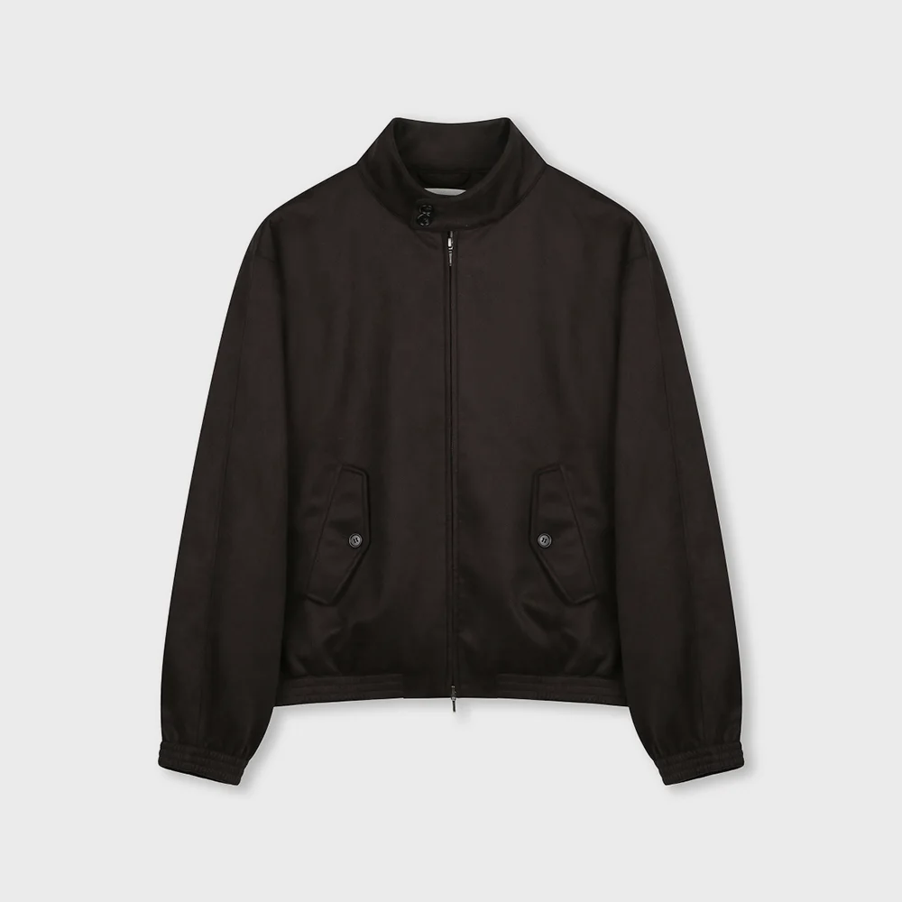 SYNTHETIC SUEDE HARRINGTON JACKET DARK BROWN
