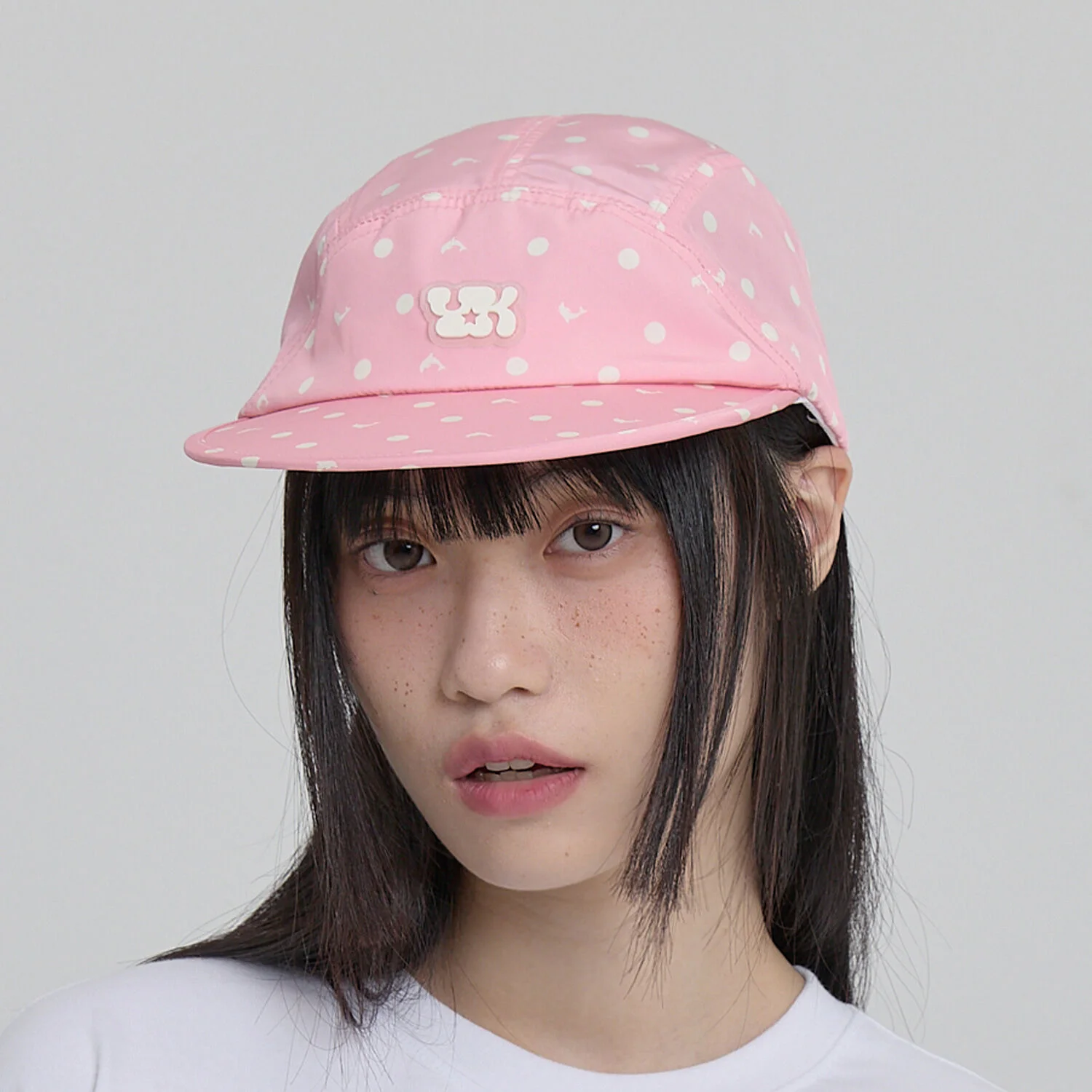 海豚 圓點 鴨舌帽 粉色