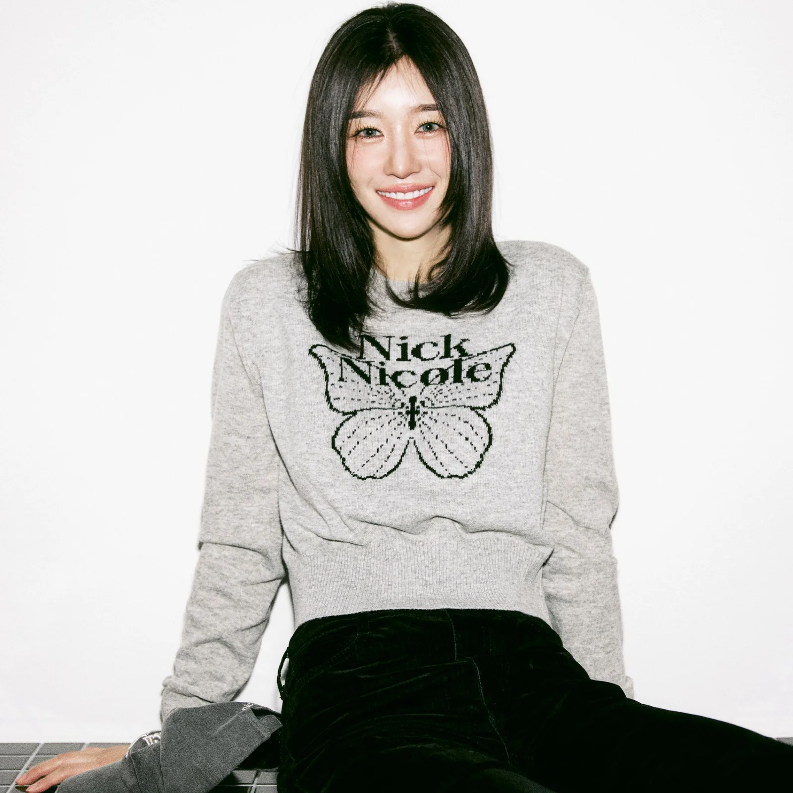 CASHMERE BUTTERFLY SIGNATURE CROP KNIT_8COLOR