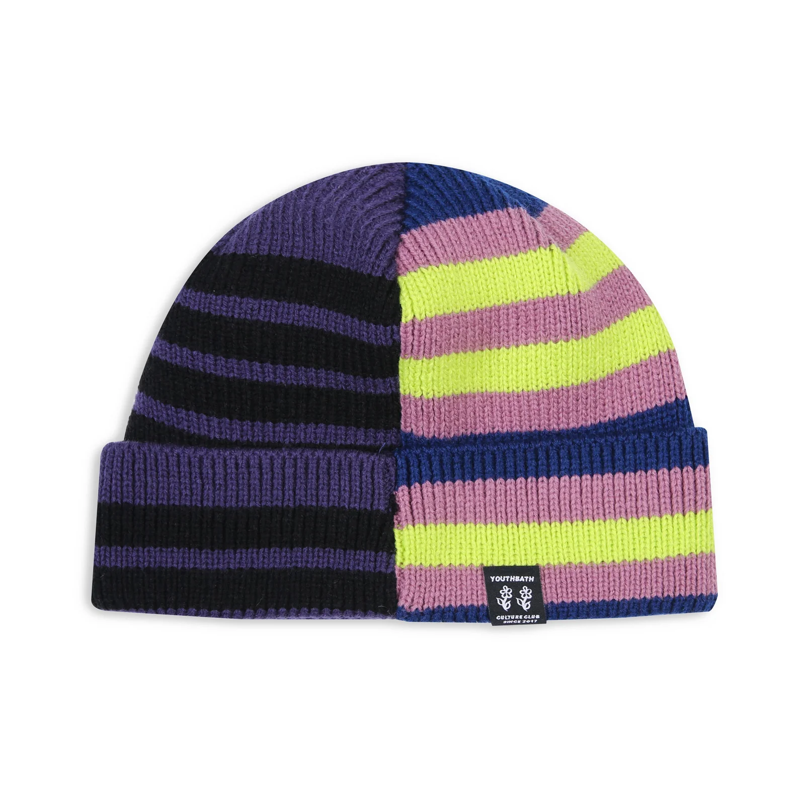 HALF N HALF SHORT BEANIE_PURPLE GREEN