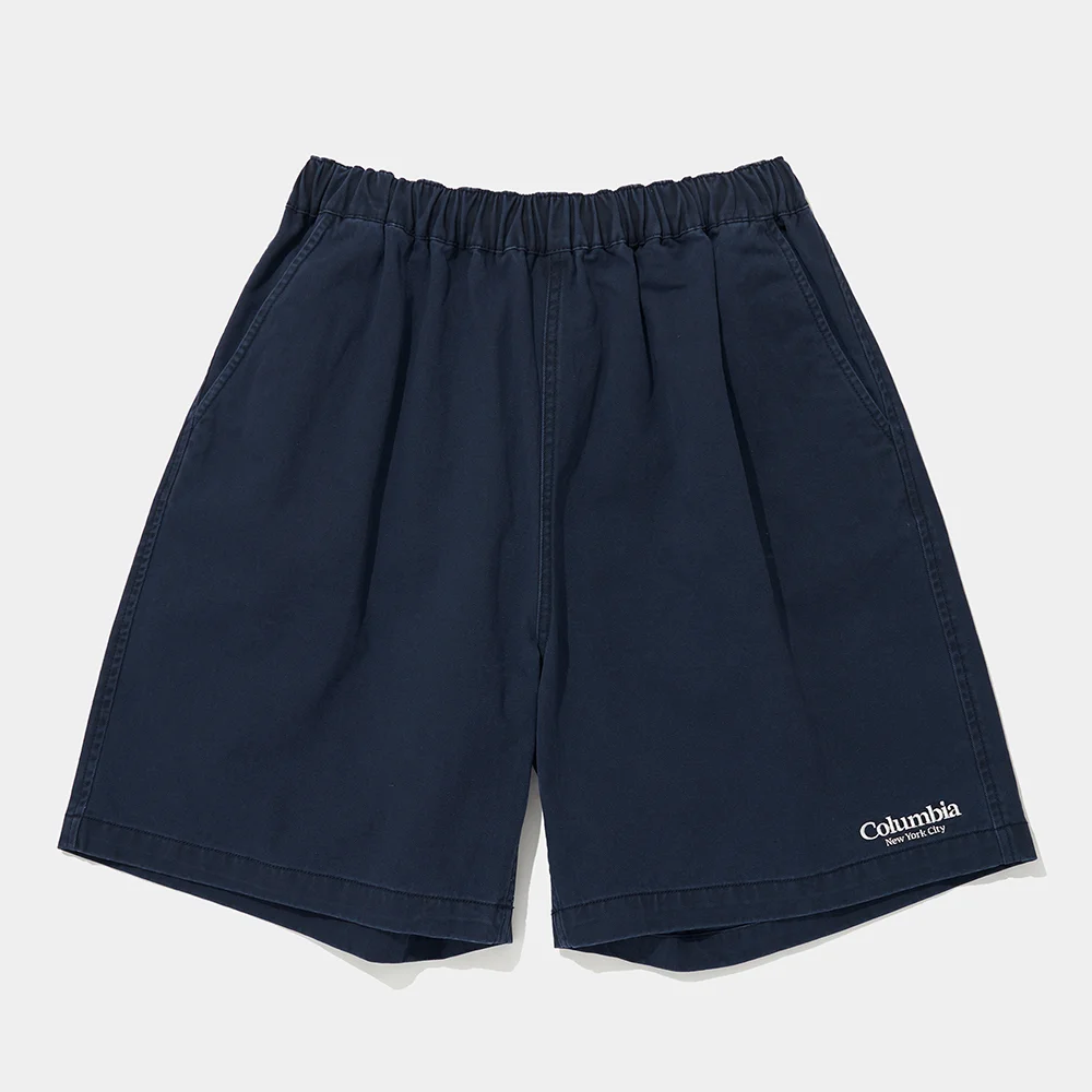 NYC EMB WASHED TWILL SHORTS PANTS_NAVY