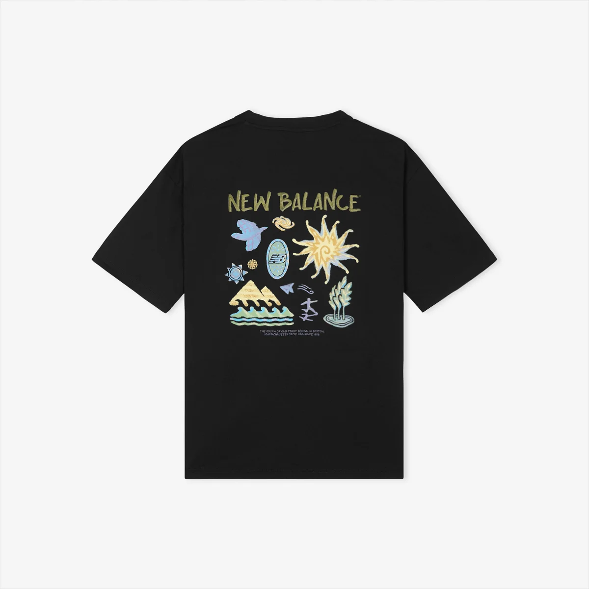 NBNEG31643 / UNI 陽光 Rainy 插畫 短袖T恤 (BLACK)