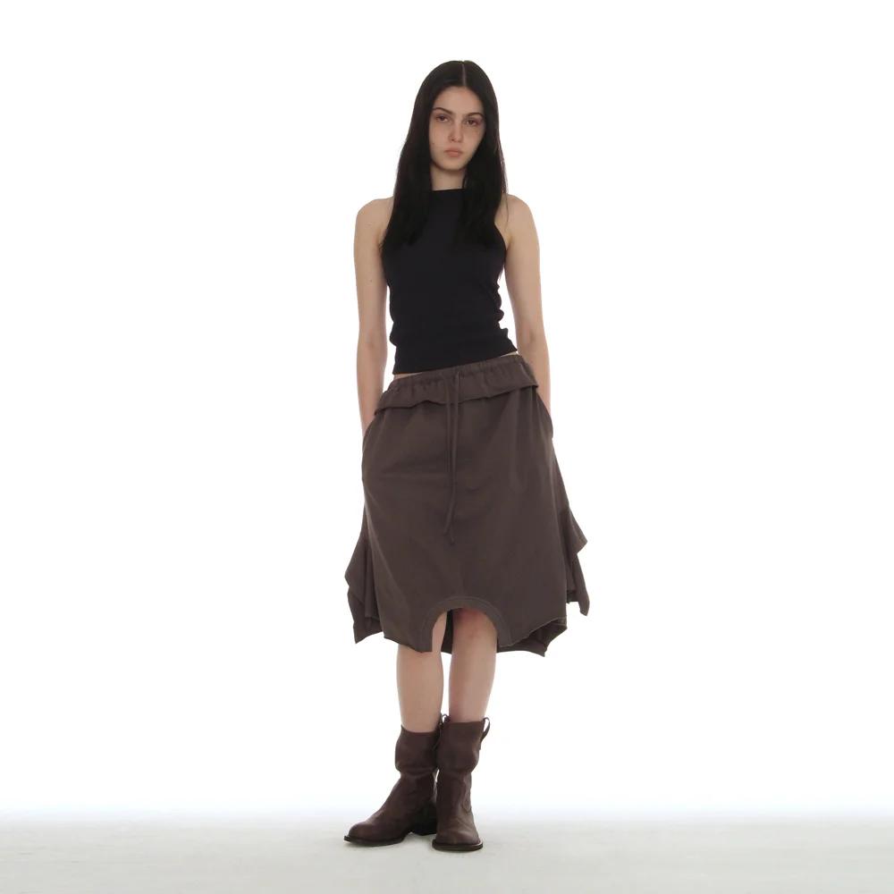 REVERSE T-SHIRT MIDI SKIRT_CHARCOAL