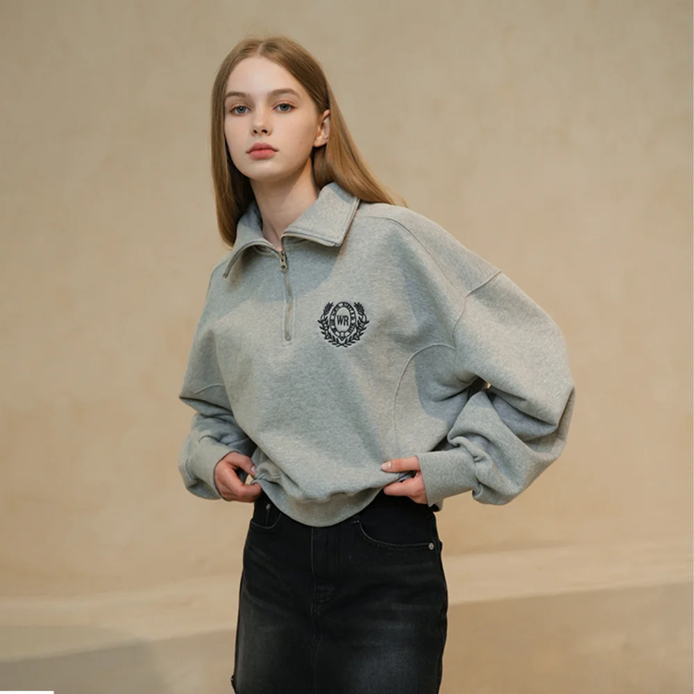 WT-01 HIGH NECK HALF ZIP UP_GRAY