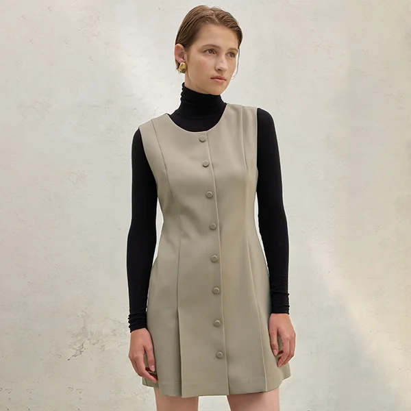 BRIN SOLID PLEATED LAYERED ONE PIECE (OP-6092)