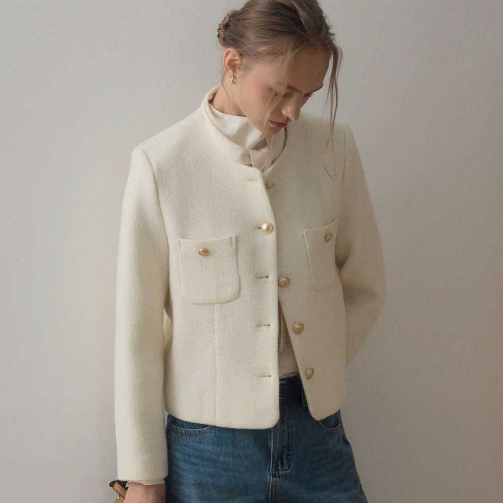 DEVON CLASSIC WOOL TWEED JACKET_IVORY
