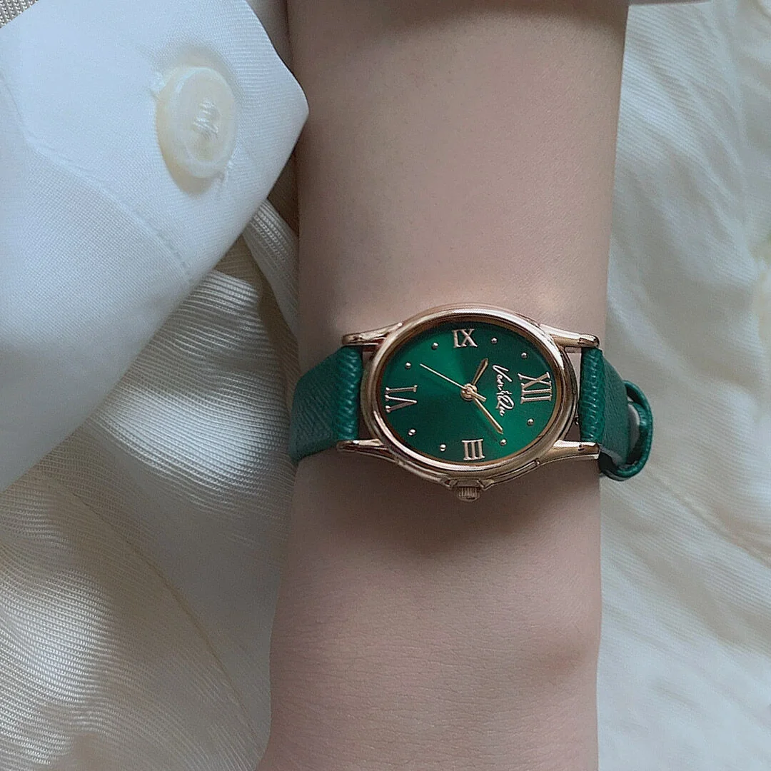 Gem-Rosegold/Emerald (Green Saffiano leather)