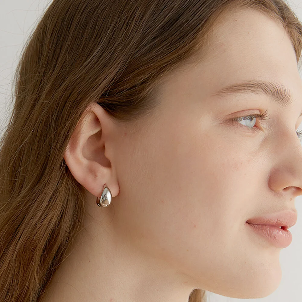 bold oblique hoop earrings (E009_silver)