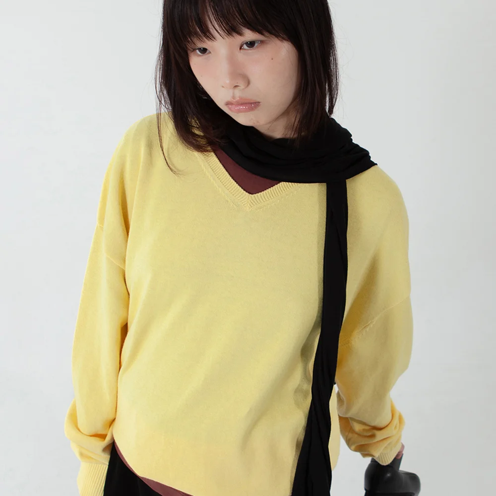 soft tencel long scarf - black