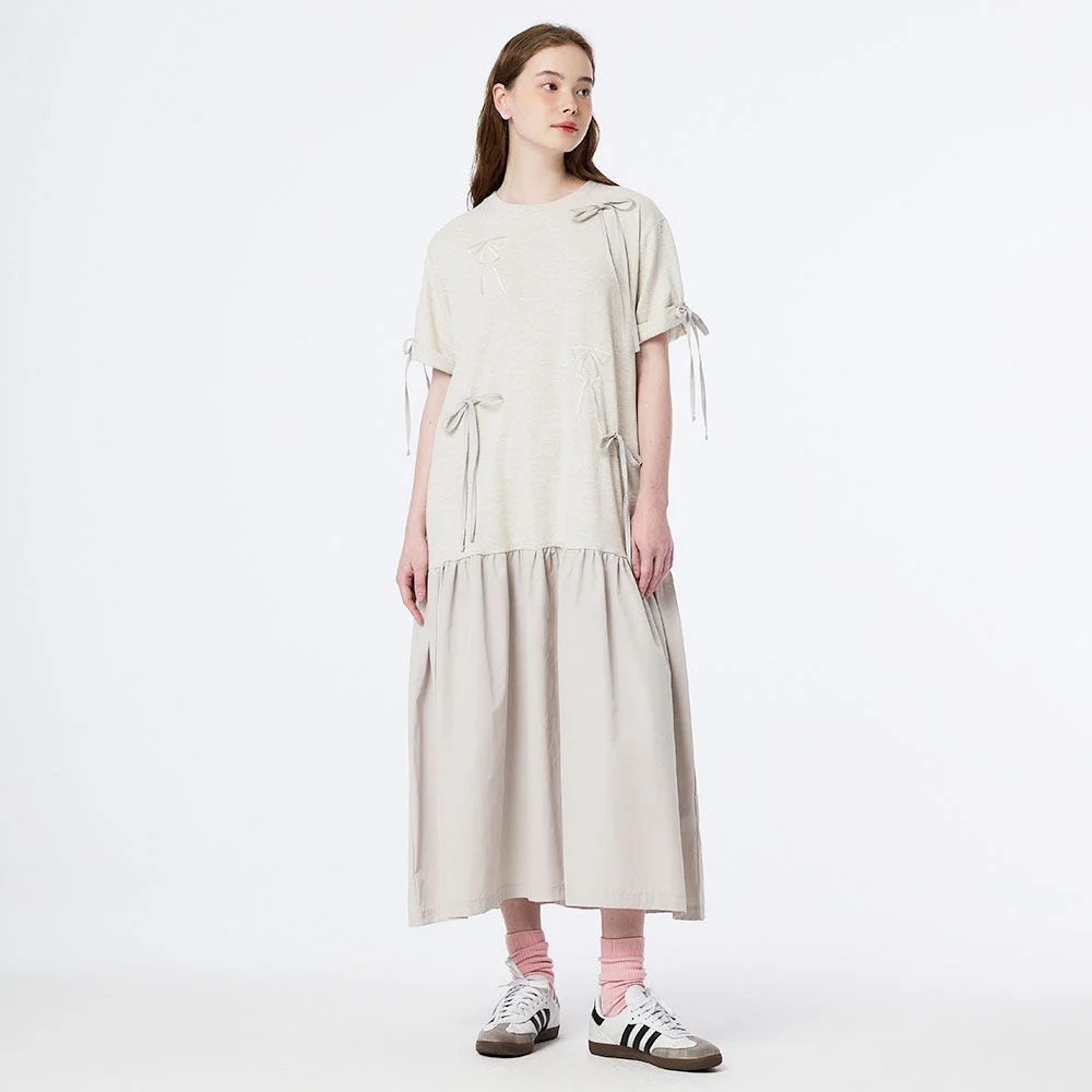 RIBBON POINT COMFY DRESS (OATMEAL)