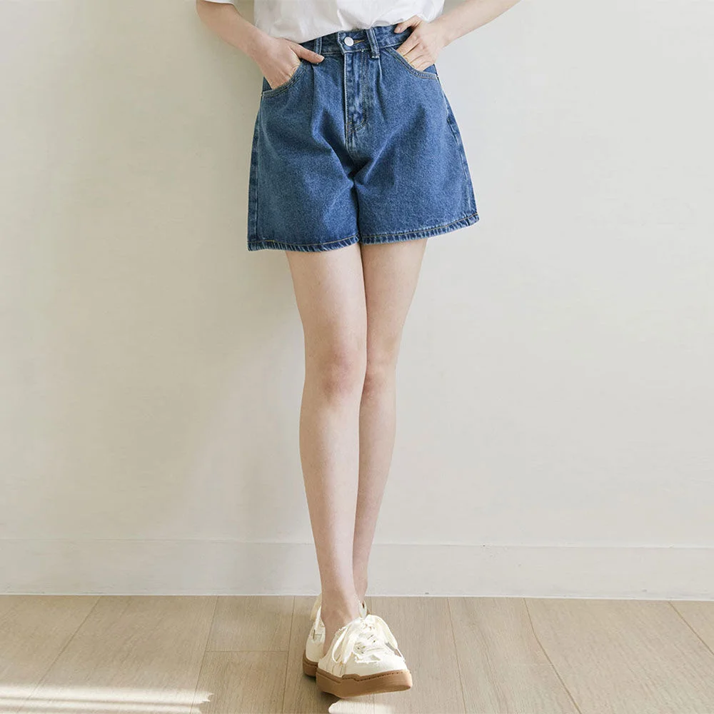 Flare denim short pants_4 Colors